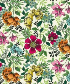 1/2 Metre Jewel Tones Floral Cream from Makower Fabrics Cotton Quilt Fabric