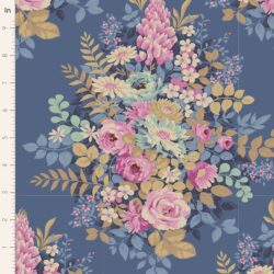 1/2 Metre Tilda Chic Escape Whimsy Flower Blue Cotton Quilting Fabric