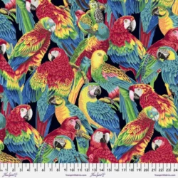 1/2 Metre Philip Jacobs Snow Leopard Treasure Island Polly Parrots Quilt Fabric