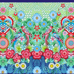 Birds in Paradise by Catalina Estrada Carnation Love Cotton Quilt Panel 24"x 44"
