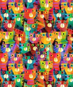 32cm x 112cm Catsville Clutter Cats Rainbow by Windham Fabrics
